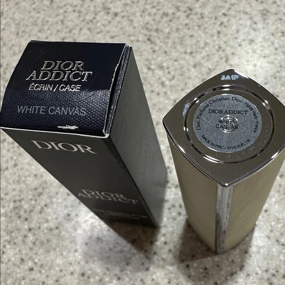 NWT Dior Addict White Canvas Patterned Lipstick Case with Silver Logo CD - Picture 4 of 5